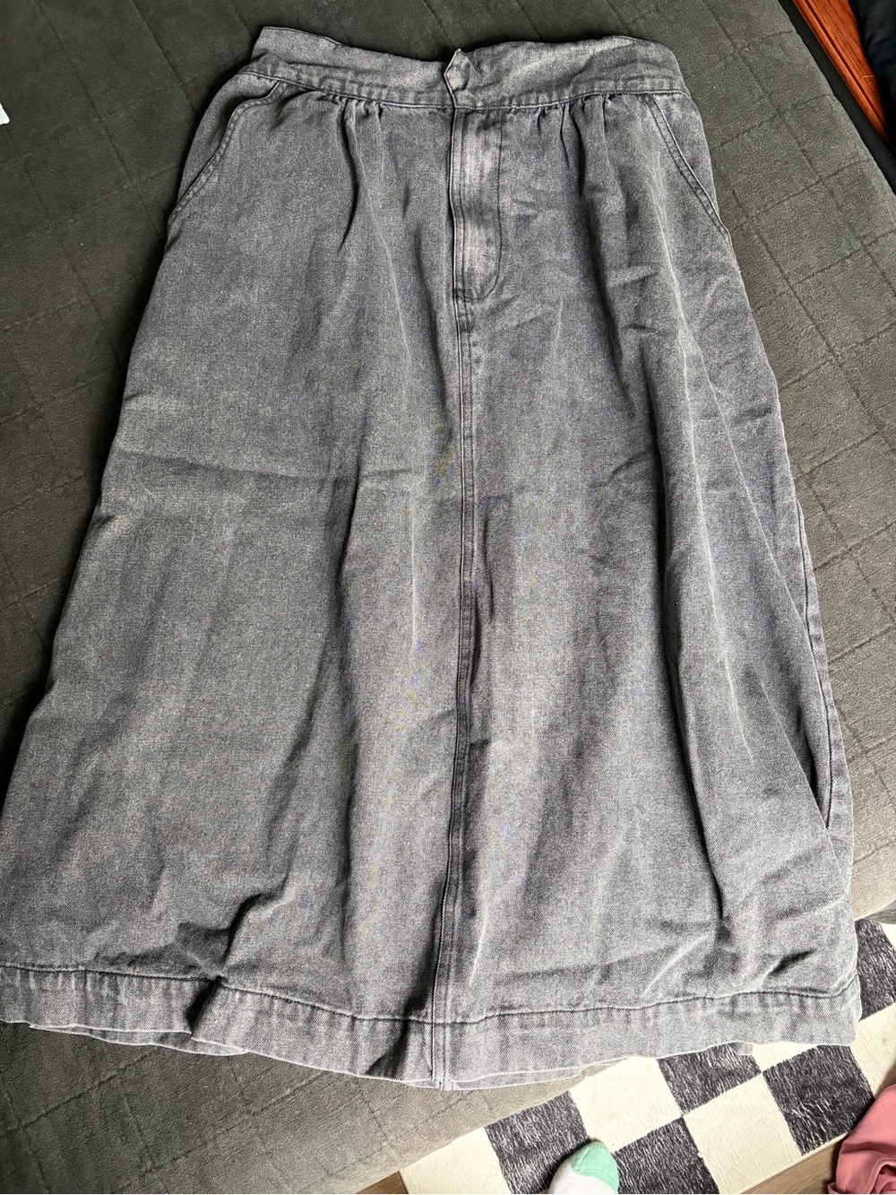 Women's Midi Skirt in Washed Gray - Casual Everyday Style